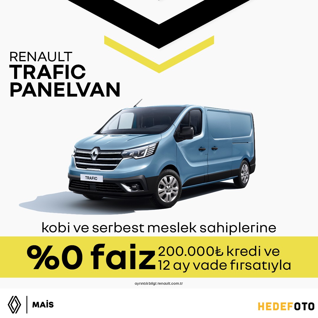 RENAULT HAFİF TİCARİ AİLESİNDE KOBİ VE SERBEST MESLEK SAHİPLERİNE ÖZEL İNDİRİMLERE EK 200.000 TL KREDİ 12 AY VADE 0% FAİZ FIRSATI